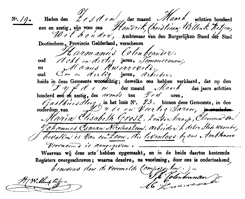 18610306 geb akte 19 ddg zv Johannes Esman - Maria E Grosz